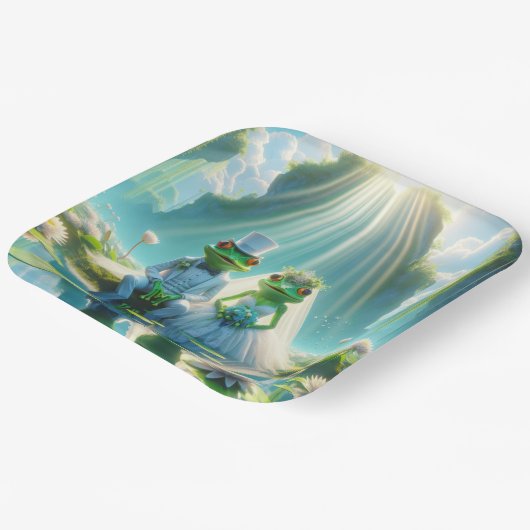 Frösche und Frösche auf Lily Pad Pappteller (Gewinkelt)