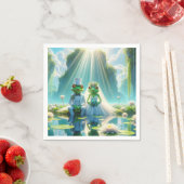 Frösche und Frösche auf Lily Pad Serviette (Beispiel)