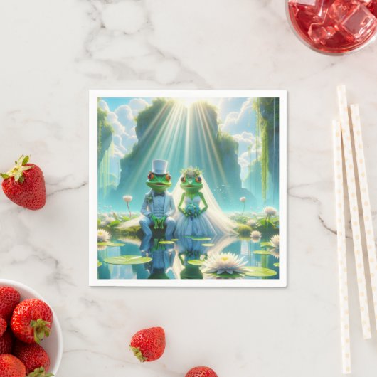 Frösche und Frösche auf Lily Pad Serviette (Beispiel)