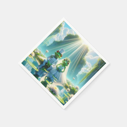 Frösche und Frösche auf Lily Pad Serviette (Ecke)