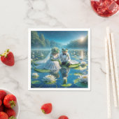 Frösche und Frösche auf Lily Pad Serviette (Beispiel)