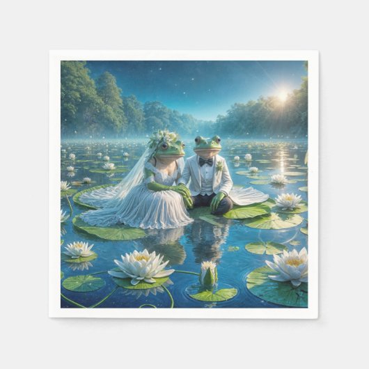 Frösche und Frösche auf Lily Pad Serviette (Vorderseite)
