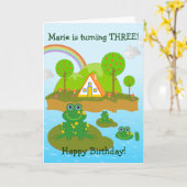 Frösche und Glückliche Geburtstagwünsche Karte (Gelbe Blume)