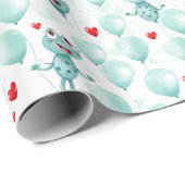 Frösche und Herzen Frösche als Ballons Geschenkpapier (Rolleneckpunkt)
