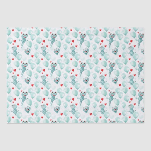 Frösche und Herzen Frösche als Ballons Seidenpapier (Vorderseite)