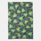 Frösche und Kleeblätter Geschirrtuch (Vertikal)