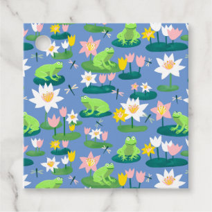 Frösche und Lilienpolster Niedlich BABY SHOWER Geb Geschenkanhänger