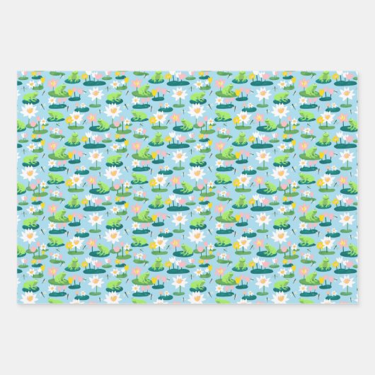 Frösche und Lilienpolster Niedlich BABY SHOWER Geb Geschenkpapier Set (Vorderseite)