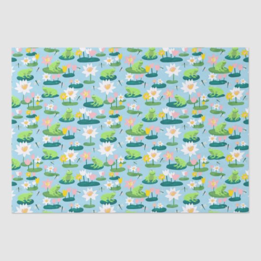 Frösche und Lilienpolster Niedlich BABY SHOWER Geb Seidenpapier (Vorderseite)