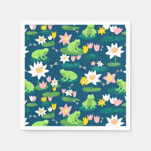 Frösche und Lilienpolster Niedlich BABY SHOWER Geb Serviette (Vorderseite)