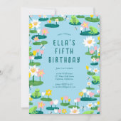 Frösche und Lilienpolster Niedliche KUSTOM-GEBURTS Einladung (Vorderseite)