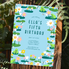 Frösche und Lilienpolster Niedliche KUSTOM-GEBURTS Einladung