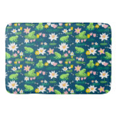 Frösche und Lily Pads Niedliche Custom Navy Blue Badematte (Vorderseite)