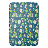 Frösche und Lily Pads Niedliche Custom Navy Blue Badematte (Vorderseite Vertikal)