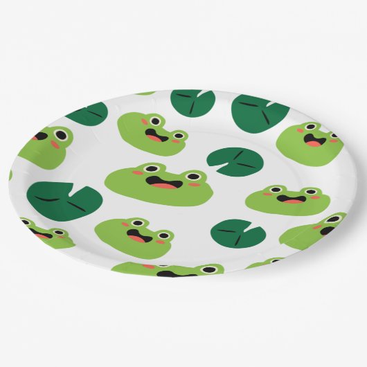 Frösche und Lily Pads Pappteller (Schrägansicht)