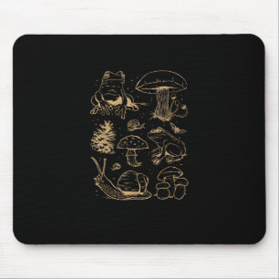 Frösche und Pilze Vintage-Skizze – Ästhetischer Go Mousepad