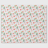 Frösche und rote Blüten Geschenkpapier (Flach)