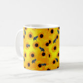"Frösche und Sonnenblumen: Ein spielerisches Natur Kaffeetasse (Vorderseite Links)