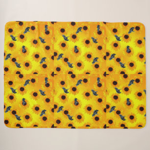 "Frösche und Sonnenblumen: Ein spielerisches Natur Sherpadecke