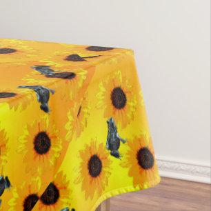 "Frösche und Sonnenblumen: Ein spielerisches Natur Tischdecke