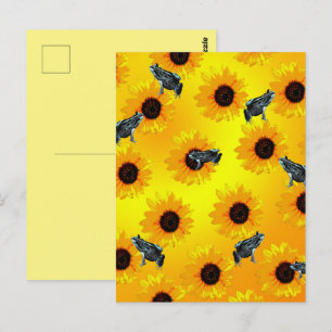 "Frösche und Sonnenblumen: Ein verspieltes Naturmu Postkarte