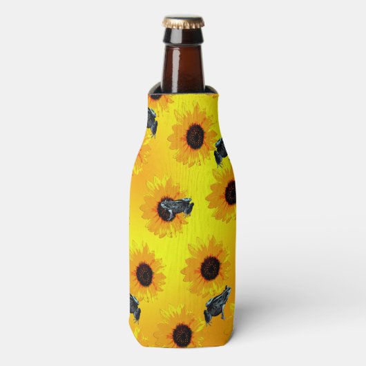 Frösche und Sonnenblumen, Flaschen Cooler Flaschenkühler (Flaschenvorderseite)