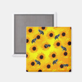 Frösche und Sonnenblumen, Magnet (Vorderseite/Rückseite)