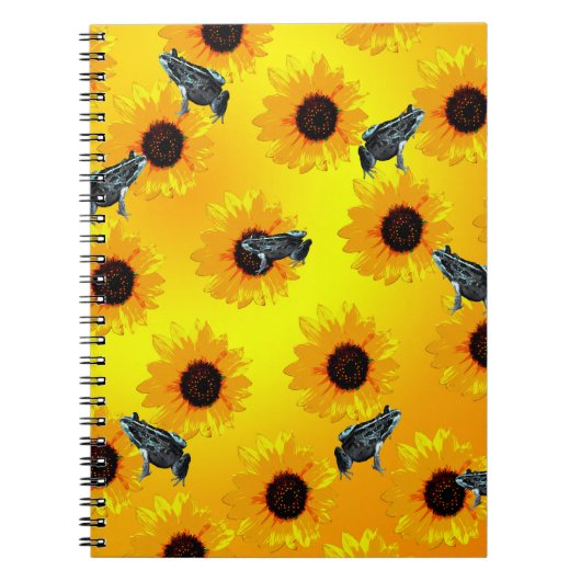 Frösche und Sonnenblumen, Notebook Notizblock (Vorderseite)