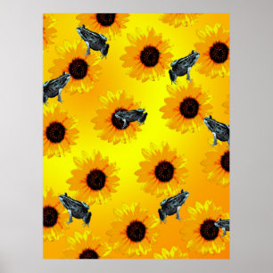 Frösche und Sonnenblumen, Poster
