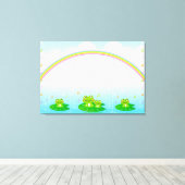Frösche unter dem Regenbogen Leinwanddruck (Insitu (Holzboden))