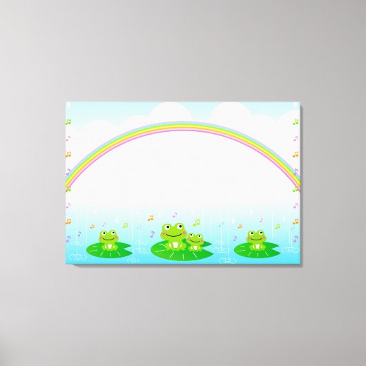 Frösche unter dem Regenbogen Leinwanddruck (Vorderseite)