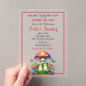 Frösche unter einem Pilz und Blume Niedliche Hochz Acryleinladungen (Insitu (Handheld))