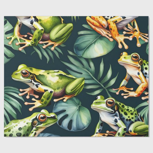 Frösche Wasserfarben Kunst Geschenkpapier (Flach)