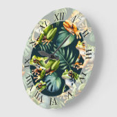 Frösche Wasserfarben Kunst Große Wanduhr (Winkel)