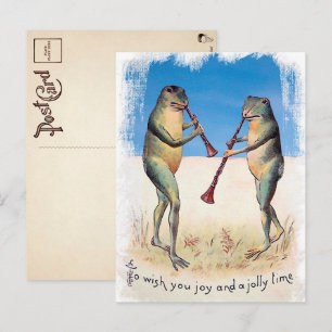 Frösche Weihnachtspostkarte im Vintage-Stil Postkarte