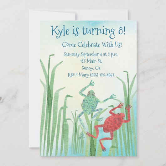 Frösche zum Geburtstag Einladung (Vorderseite)