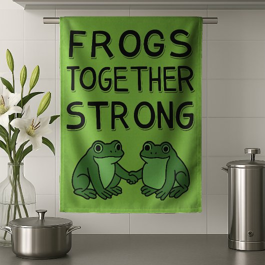 Frösche Zusammen Stark Portland Frosch Protest Geschirrtuch