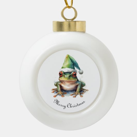 Froscher Weihnachtsfrosch, Brauch Keramik Kugel-Ornament (Vorderseite)