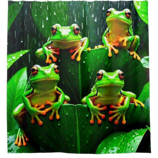 Froschfamilie 9 duschvorhang (Vorderseite)