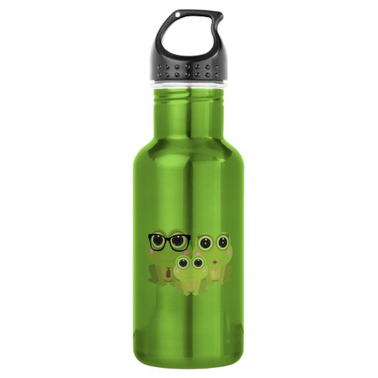 Froschfamilie Edelstahlflasche (Vorderseite)