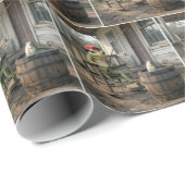 Froschfischen in einem Whiskeyfass Geschenkpapier (Rolleneckpunkt)