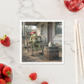 Froschfischen in einem Whiskeyfass Serviette (Beispiel)