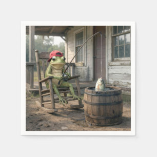 Froschfischen in einem Whiskeyfass Serviette