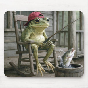 Froschfischen in einem Whiskyfass Mousepad