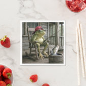 Froschfischen in einem Whiskyfass Serviette (Beispiel)