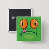 Froschgesicht mit Zunge-Cartoon Button (Vorne & Hinten)