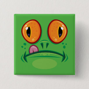 Froschgesicht mit Zunge-Cartoon Button