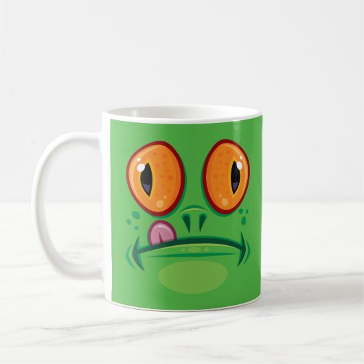Froschgesicht mit Zunge-Cartoon Kaffeetasse (Links)