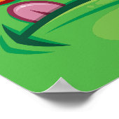 Froschgesicht mit Zunge-Cartoon Poster (Ecke)