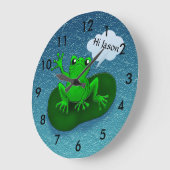 Froschillustrations-Cartoon auf einem Blatt Große Wanduhr (Winkel)